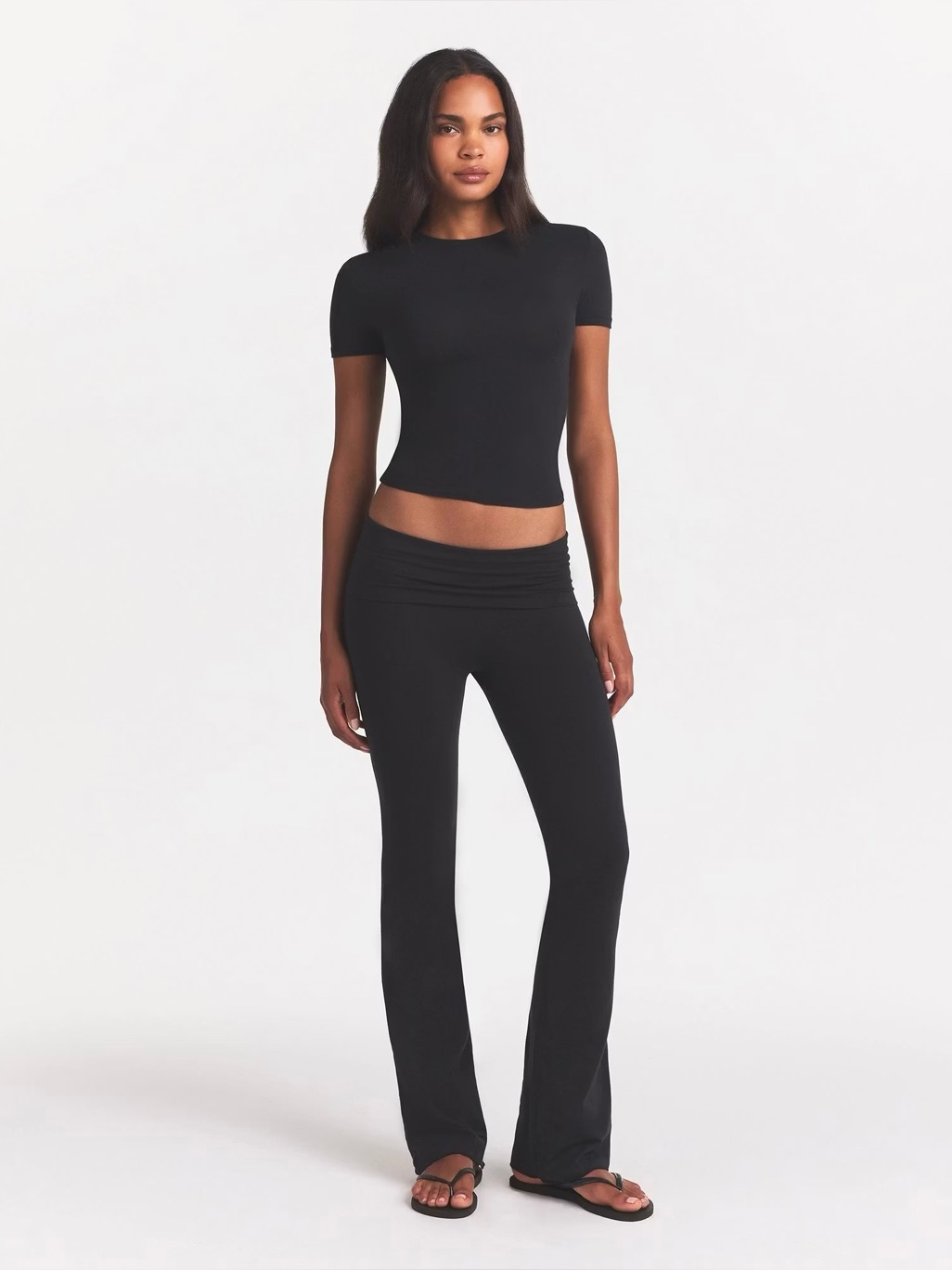 Nwt Skims Bcotyon Jersey Fold-Over Pants - Soot